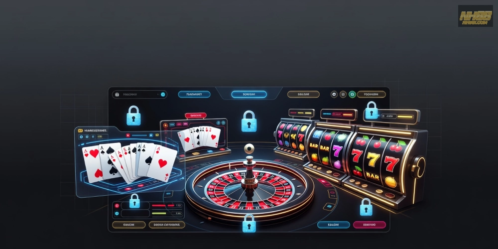 Minh họa giao diện casino nh88 hiện đại với các trò chơi phổ biến