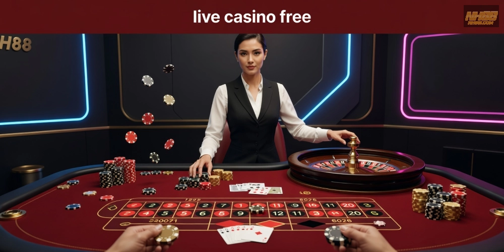 Minh họa giao diện live casino free nh88 với dealer trực tiếp và bàn chơi roulette hấp dẫn