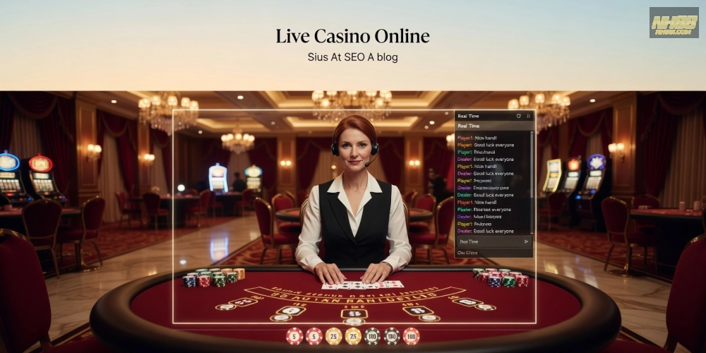 Minh họa giao diện live casino online nh88 với dealer trực tiếp phát bài blackjack
