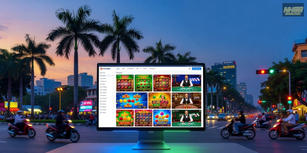 Minh họa giao diện website casino in ho chi minh nh88 với các trò chơi slot hấp dẫn
